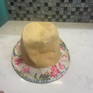 Robin Ruth Straw Fedora W/Floral Trim - No Flaws One Size fits most
